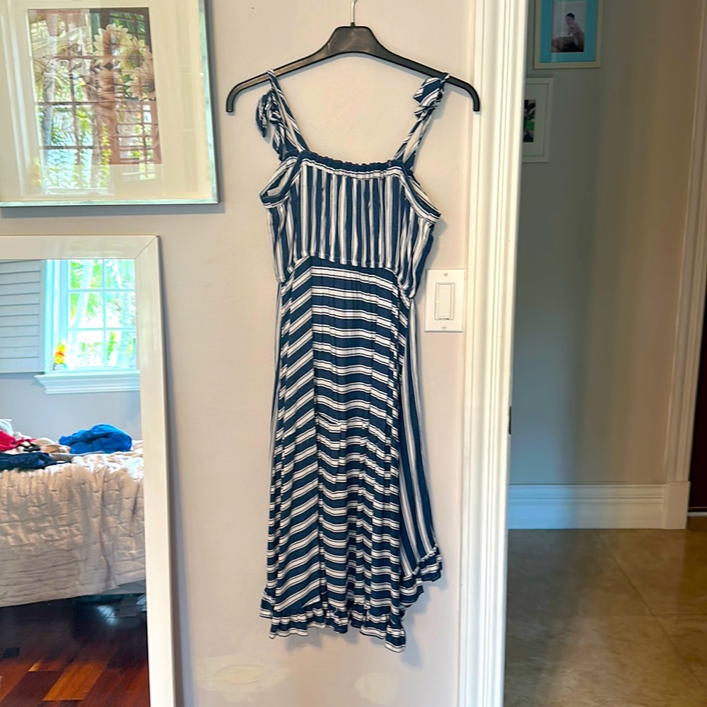 blue & white striped midi dress; new; perfect for summer, airy & lightweight